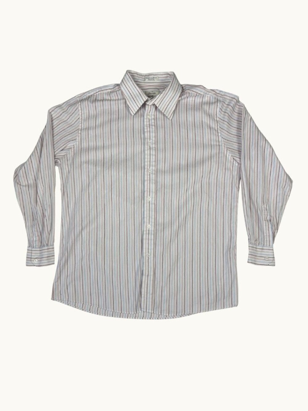 Façonnable Striped Dress Shirt 18.5 XL Made in USA Designed in France Cotton